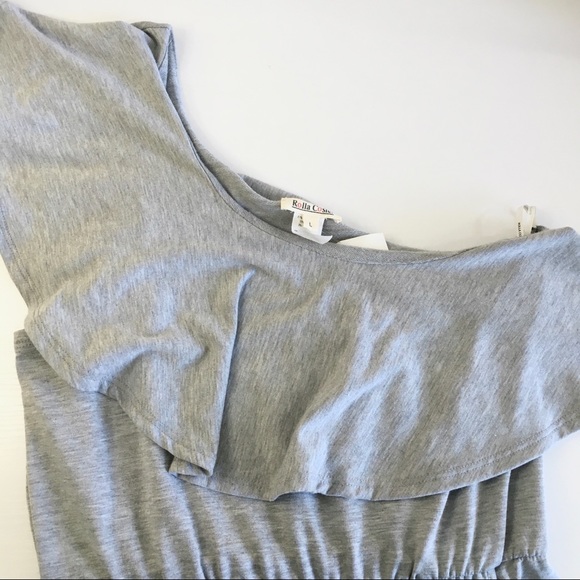 NWT Rolla Coster Gray Ruffle One Shoulder Romper - Picture 5 of 10